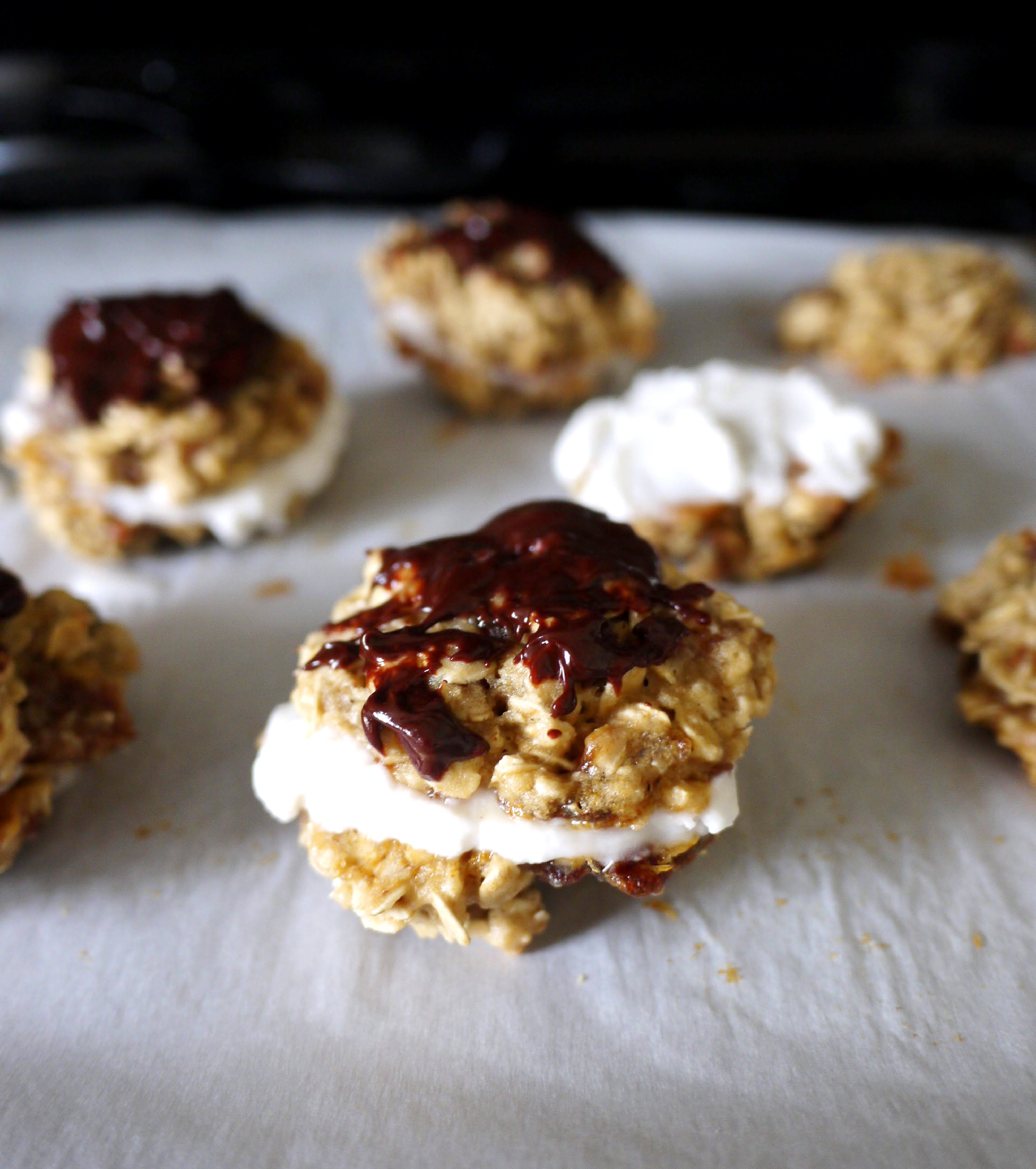 Oatmeal Coconut Moon Pie w/Chocolate Drizzle - Healthy Recipe Ecstasy